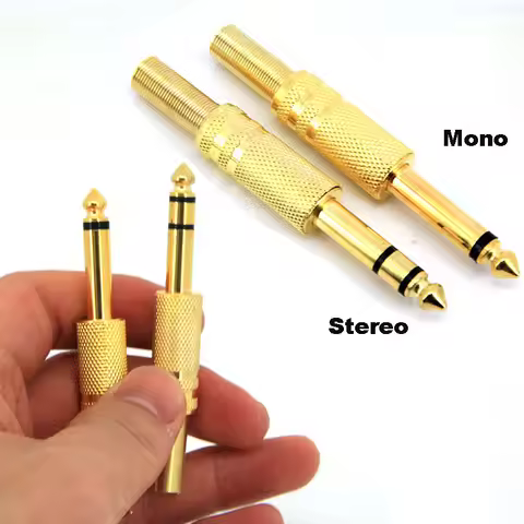 1pcs 4pcs Gold Plated 6.35mm Male 1/4 Mono stereo solder audio Jack Plug Connector Soldering for KTV