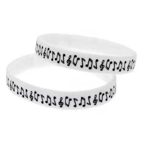 1PC/5PCS Music Note Silicone Rubber Bracelet For Students & Music Lovers 5 Colors