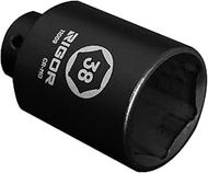 RIGOR 11009 Axle Nut Impact Socket | 1/2-Inch Drive, 6 Point, Deep, CR-MO | Metric, 38mm | Quick-Fit