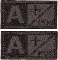 Ruoming 2PCS Blood Type Tactical Patch, 2 x 0.79 inches, Hook and Loop Fastener, Military ID Badge f