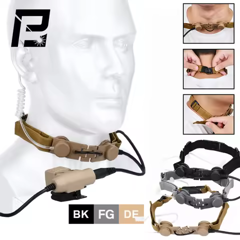 WADSN Airsoft Tactical Throat Microphone Headset Neck Laryngeal Military Earphone U94 PTT Fit Kenwoo