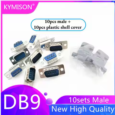 10sets RS232 Parallel Serial Port DB9 2-Rows 9 Pin D Sub 10pcs Male/Female Solder Connector + 10pcs 