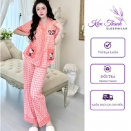 Q8 Women's Pajama Set with Y-Neck Striped Pattern – High Quality Latin Silk, Soft, Cool and Comforta