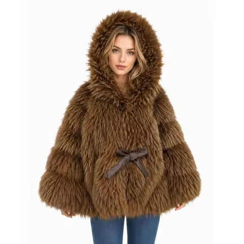 100% Real Whole Skin Raccoon dog fur Hooded Coat Women Internal Pocket Design Adjustable Belt Waist 