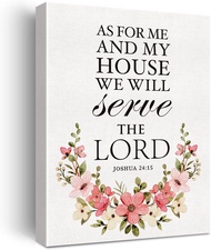 Christian Canvas Wall Art Motivational Joshua 24:15 As for Me and My House Canvas Print Scripture Bi
