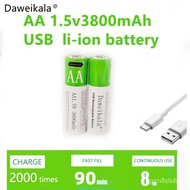 Fast Charging 1.5 V Rechargeable Battery AA1.5V 3800 MAH Lithium Battery Replacement LED Hand