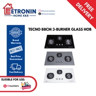 Tecno 88cm 3-Burner Built-In Glass Gas Hob with Inferno Wok Burner T3388TGSV T 3388TGSV