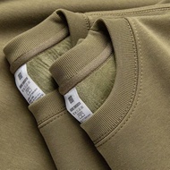 600G Heavy Loose Round Neck Sweatshirt Men's Winter Fleece Lining Simple Casual Solid Color All-Matc
