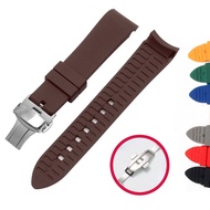 18/19/20/21/22/23/24mm Soft Silicone Watch Band Curve End Wrist Bracelet Universal Strap with Butterfly Clasp for  Rolex for Longines