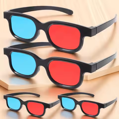 4Pcs 3D Glasses Plastic Red and Blue Universal Glasses for Movies TV Computer Projector Lightweight 