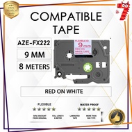Compatible Tze-FX222 9mm Red on White Tape Label