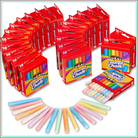 384 Sticks Bulk Chalk Set - 16 Colors, Non-Toxic for Sidewalk & Classroom