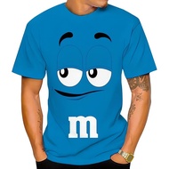 Summer innovative M&M chocolate bean children's 3D printed men's T-shirt, fun, casual, fashionable, 
