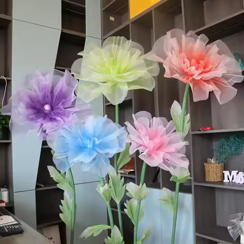 40cm Artificial Rose Blossoms Large Flower Head Giant Gauze Fake Flowers 3D Fluffy Petals Wedding La