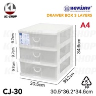 Keyway Drawer Box (Can Fit A4) Multipurpose 3-Tier Drawers Clear Color Durable Model CJ-30