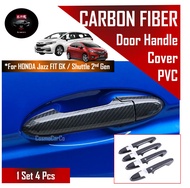 SG Seller Fast Delivery - Honda Jazz/Fit GK GK3 GK5 Shuttle Car Door Handle Cover Protector Carbon Fiber Design - Keyless Smart Entry Guard Trim - 4 Pcs PVC Protective Stick On - Styling Automotive Accessories Automobile Accessory