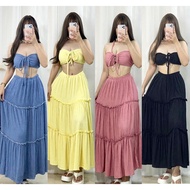 SMFM PEARLY PADDED Bra and Maxi Skirt Coords Boho Outfit Summer Wear OOTD