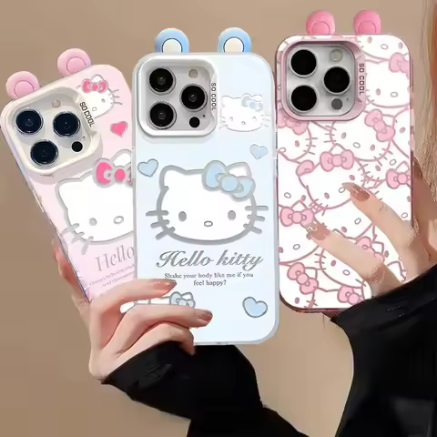 3D Pink Ears Hello Kitty Case For Honor 400 Lite Magic 7 90 Lite 200 Pro X9B X9A X6B X8A X7A X7B P30