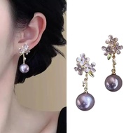 French Purple Flower Pearl Earrings Mori Unique Unique Earrings