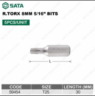 SATA 5 Pcs 5/16" 8mm Bits R-Torx Bits 12 Pt Bits Hex Bits S2 Alloy Steel Bits 30MML
