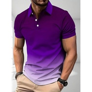 The summer new men's POLO shirt features a casual fashionable comfortable and soft 3D gradient color