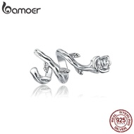 bamoer 925 Sterling Silver Rose Vines Metal Charm for Original Silver Bracelet Fine Plated platinum Jewelry DIY Bangle BSC310