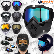 Goggles Kacamata + Masker Full Face Helem Goggle Mask Helm Gun Ski Motor Cross Topeng Kaca Mata Trai