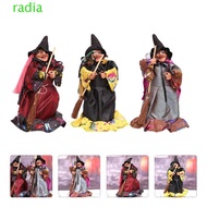 RADIANTZAP Halloween Witch Ornaments, Handmade DIY Broom Witch Figurines, Creative Witch With Broom 