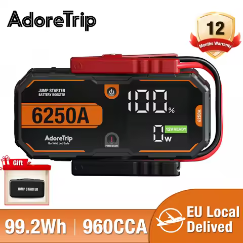 AdoreTrip Car 6250A 26000mAh Portable 12V Jump Starter Power Bank Auto Battery Booster Starter Devic