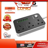 6 Port Adapter Ldnio SK3662 3.4A Power Socket 3 AC + 6 USB Adapter 2500W 10A 2 Meter 250V Charger Ad