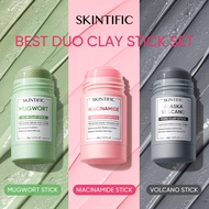 SKINTIFIC Clay Mask Stick kit /Mugwort Clay Mask Stick + Alaska Volcano Clay Deep Pores Cleansing Cl