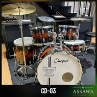 Overspeed กลองชุด รุ่น CD-03 ขอบไม้ พร้อมเก้าอี้ จัดเต็ม อุปกรณ์ครบชุด Drum Set