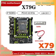 [99MY]X79G Motherboard+ Cable+Bezel LGA2011 4XDDR3 RECC Slot M.2 NVME PCI-E X16 6XUSB2.0 SATA3.0 Ser