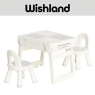 Foldable Table with 2 Chairs Ages 2+ Reversible Tabletop Learning Desk Gift For Kids by WISHLAND