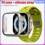 Upgrade Ultra 49mm PC case with silicone strap and tempered glass case compatible for  Apple Watch series 8 7 45mm 41mm i Watch se 6 5 4 44mm 40mm
