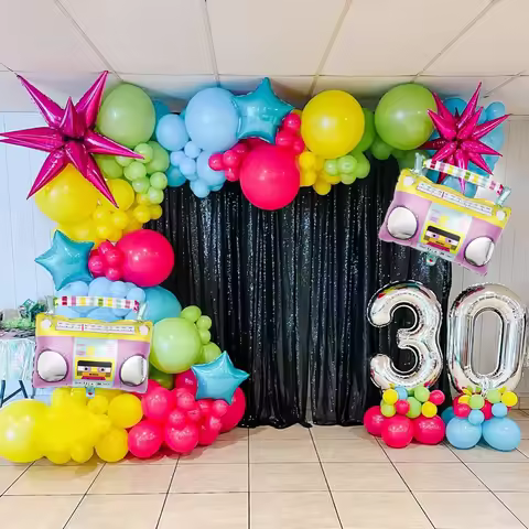 143pcs Music Theme Balloon Arch Kit,80s and 90s disco birthday parties, rock themes, prom,hip-hop po