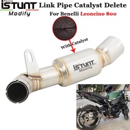 Motorcycle Exhaust Escape Mid Link Pipe Catalyst Delete For Benelli Leoncino 800 Modify Tube Eliminator Enhanced With Ca