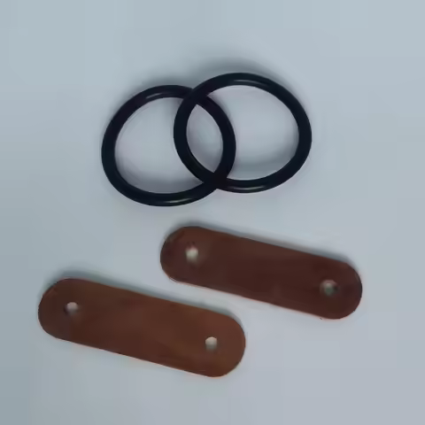 Durable Black Peacock Safety Stirrup Rubber Rings & Leather Tabs Replacement Set – Compatible with E