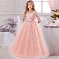 ZZOOI Summer Girls White Pink Long Bridesmaid Dress Baby Kids Gown Clothes Children Princess Party W