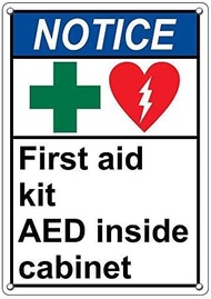 POPULAR LilithCroft99 ANSI Notice First Aid Kit AED Inside Cabinet Signs Aluminum Funny Warning Sign