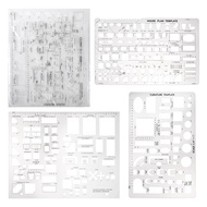 Drafting Tools and Ruler Shapes for Architecture - Set of 3 for House Plan Furniture Kitchen Buildin