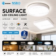 NSB Edison 12P07 12W 18W 24W Square Round Surface Panel LED Ceiling Light Lampu siling concrete