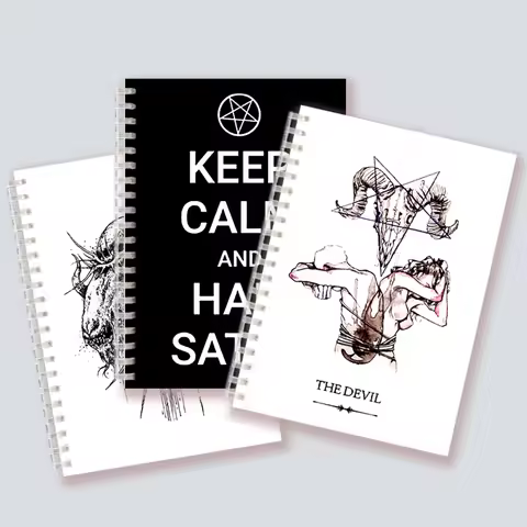 Satanist Spiral Notebook Biblia Satanica Satanic Satan Book Horror Death Note Caderno Libro Satanico