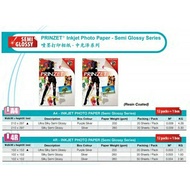 PRINZET INKJET PHOTO PAPER SERIES : A4 ( 210mm x 297mm ) SEMI GLOSSY 200GSM - 20 SHEETS PER PACK