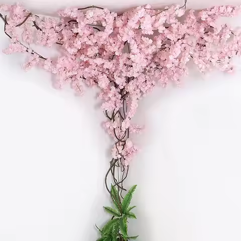 Pink Cherry Blossom Tree Artificial Tree with 30 Branches Cherry Blossom 4 Tree Vine Fake Tree for I