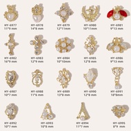 2023 New Nail Enhancement Jewelry Diamond Gold Bee Solid Pearl Nail Alloy Decoration Cross Stick Diamond