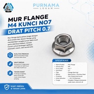 M4 Stainless 304 Flange Nut A2-70 Threaded/ 7