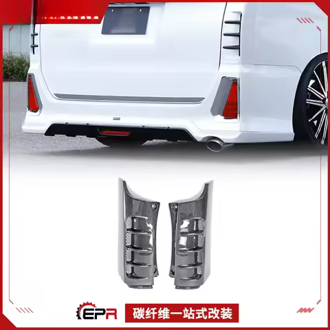 For Toyota Noah Voxy 80 - Carbon Fiber SBLK Rear Bumper Tail Light Side Air Vent Cover & Rear Surrou