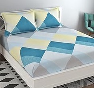 NEW LEAF Cotton All Around Elastic Fitted Premium Prints Queen Size Double Bed Bedsheet with 2 Large