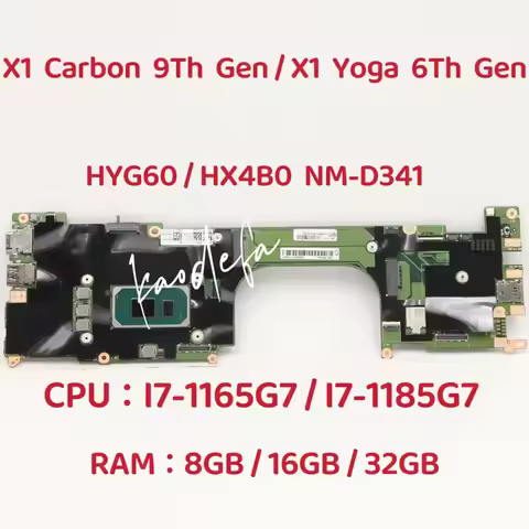 X1 Yoga 6th Gen Mainboard For ThinkPad X1 Carbon 9th Gen Laptop Motherboard CPU: I7-1165G7 / I7-1185